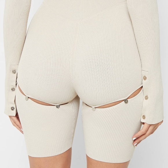 Knitted Cut Out Playsuit - Beige / Brand: Manière De Voir / Romper Jumpsuit - Picture 5 of 8